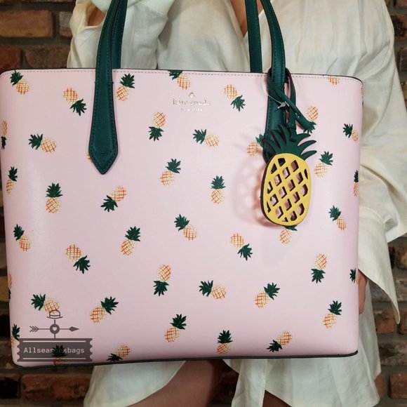 AUTHENTIC NWT Kate Spade Marlee Pink Pineapple Tote Continental Wallet SET - Picture 3 of 13